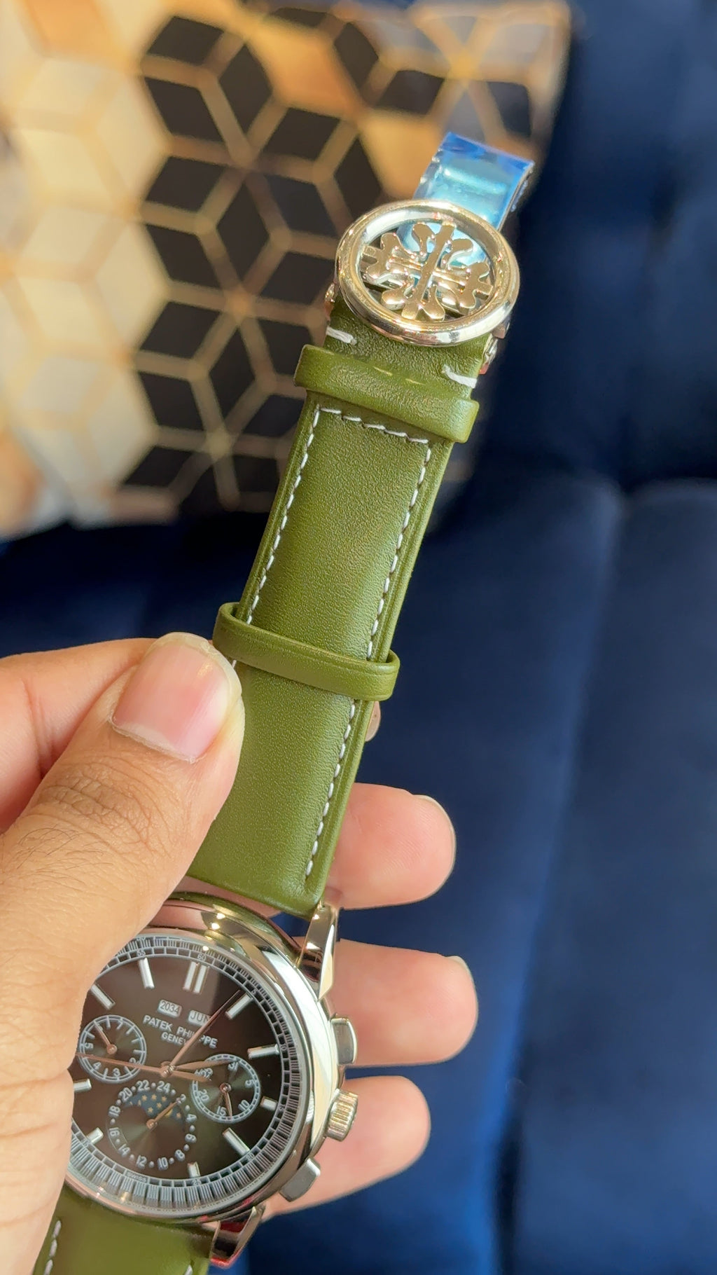 Patek century silver green dial green strap
