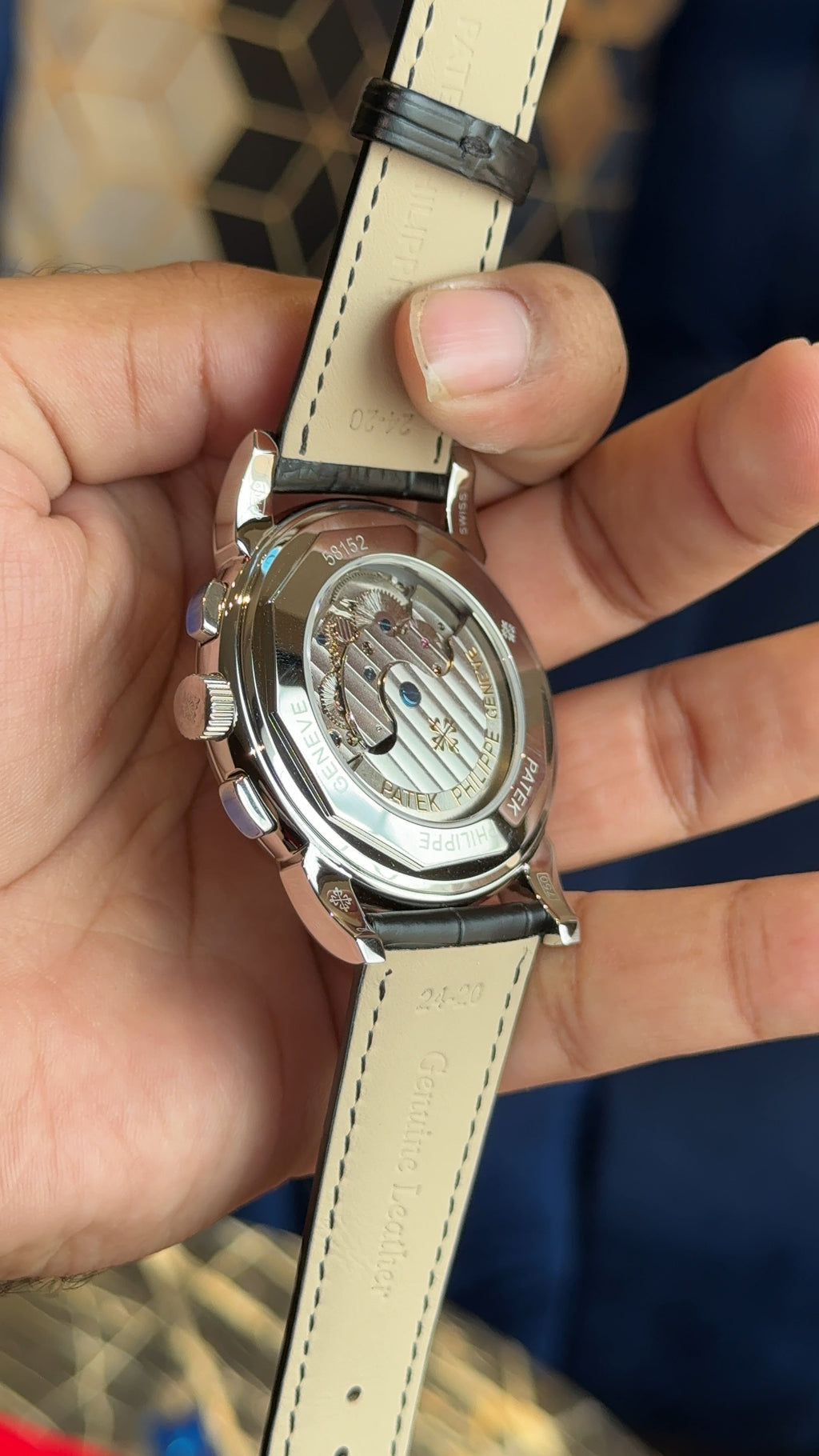 Patek century silver white dial diamond digit black strap