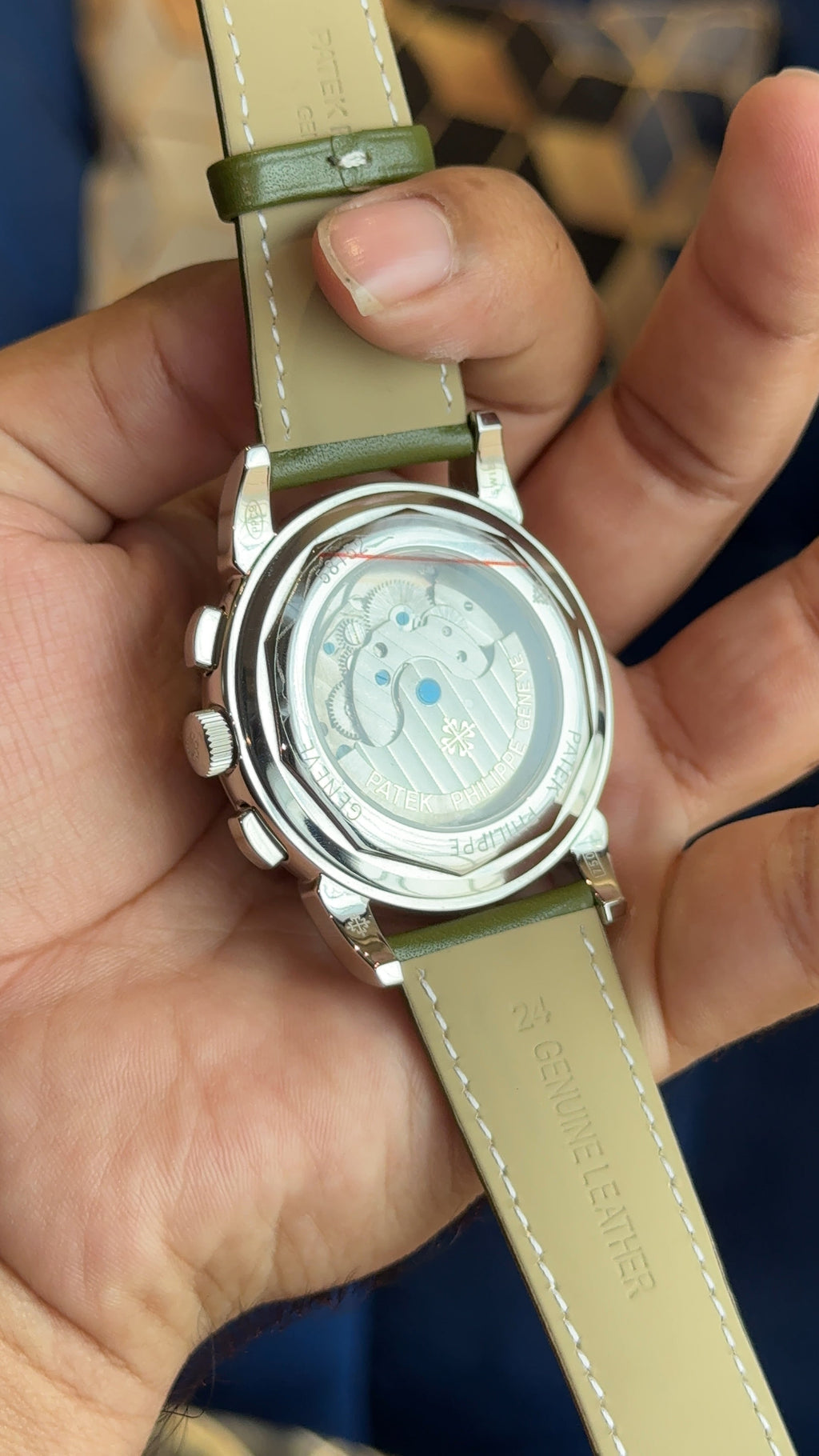 Patek century silver green dial green strap