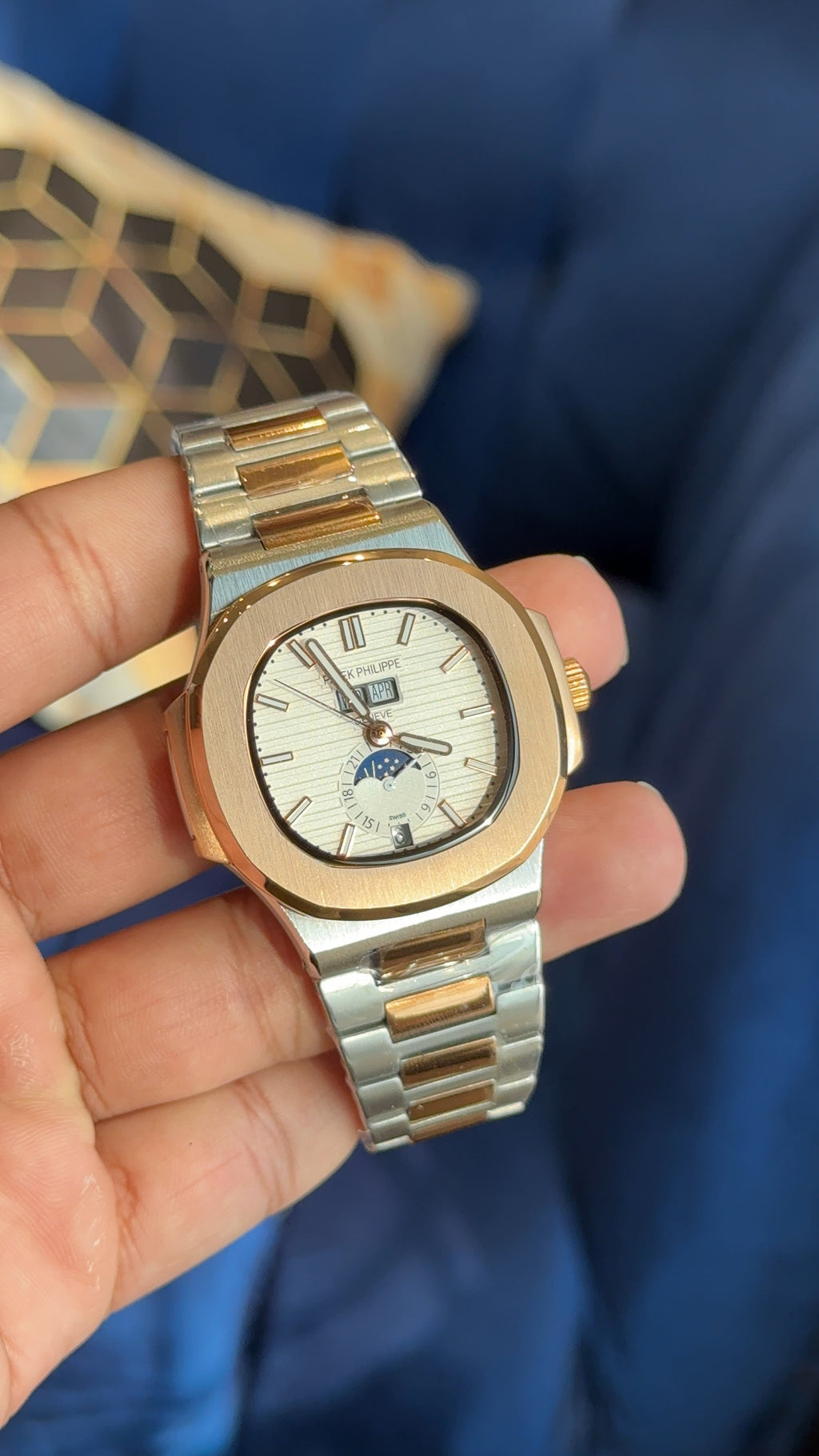 Pp auto two tone chain white dial dd