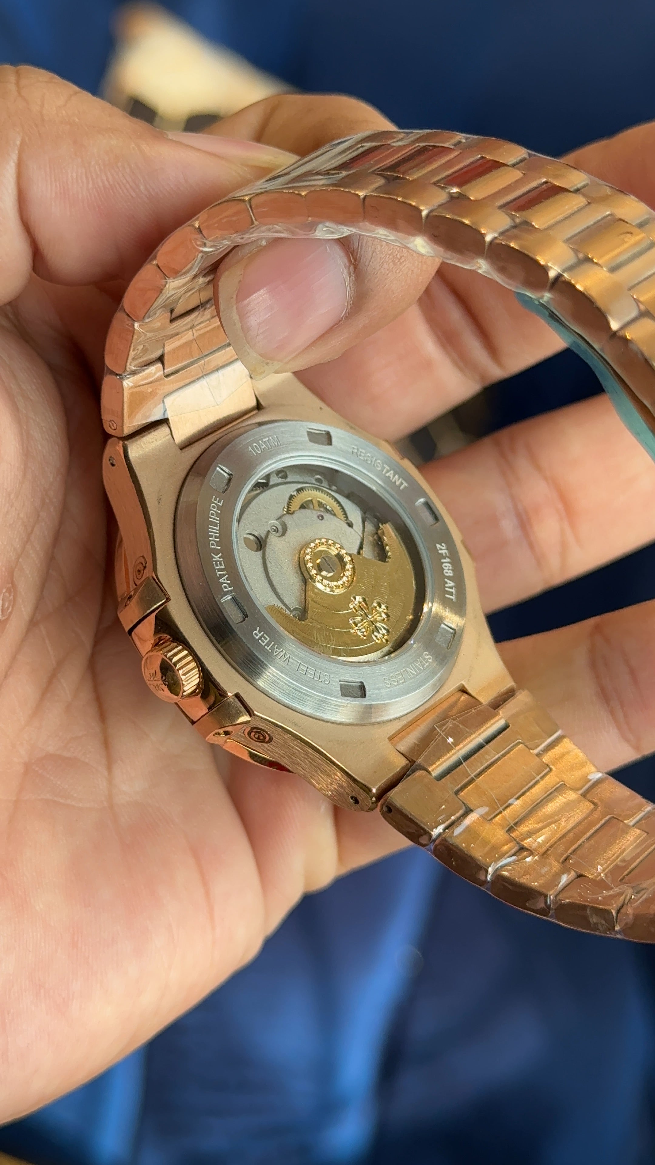 Pp auto rose chain choco dial moonphase