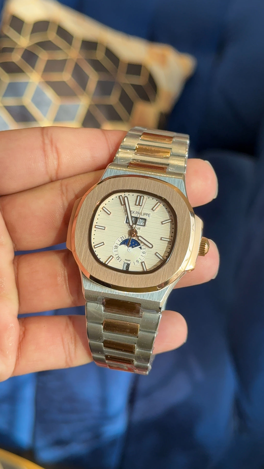 Pp auto two tone chain white dial dd