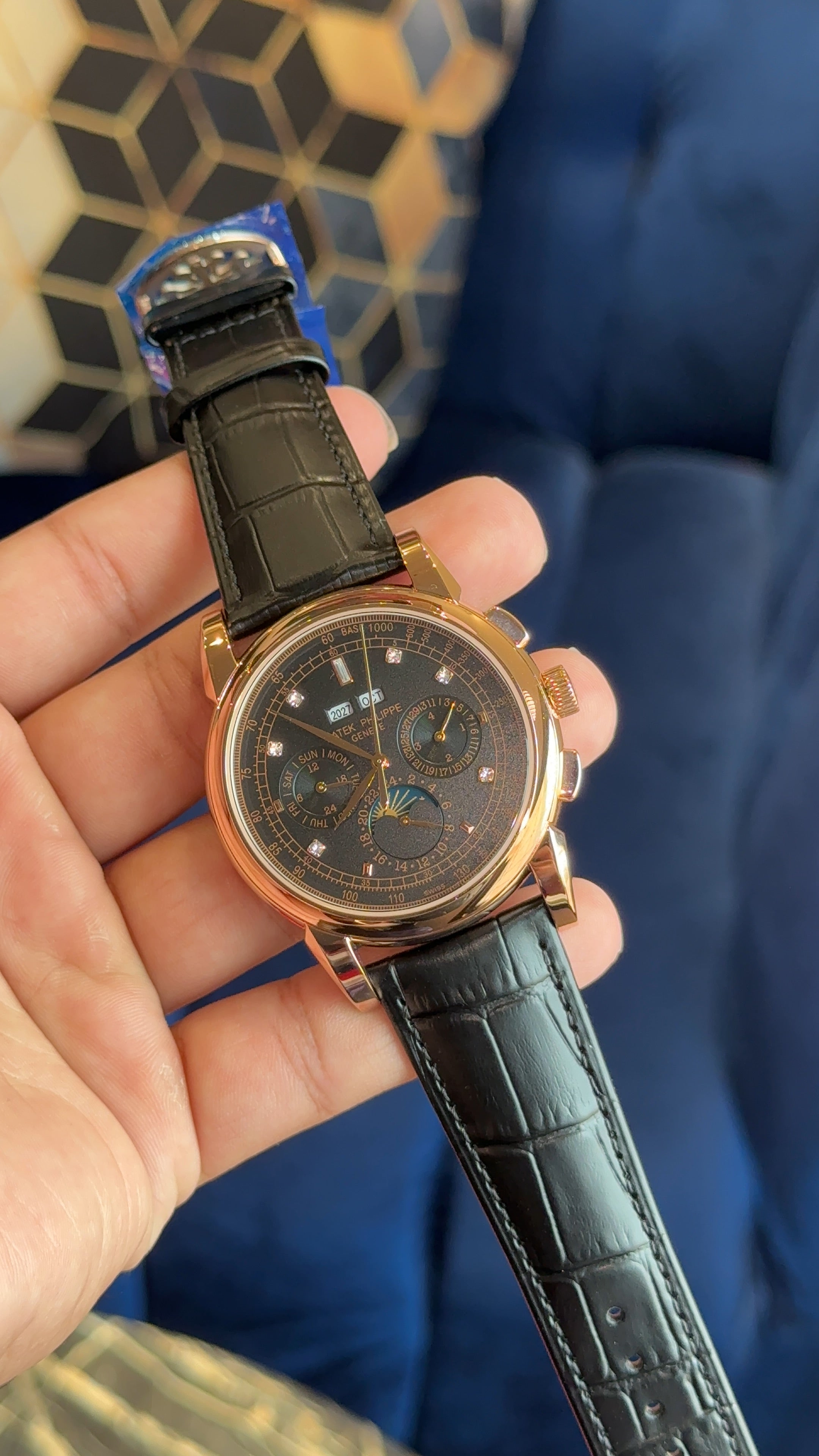 Patek century rose black diamond digit