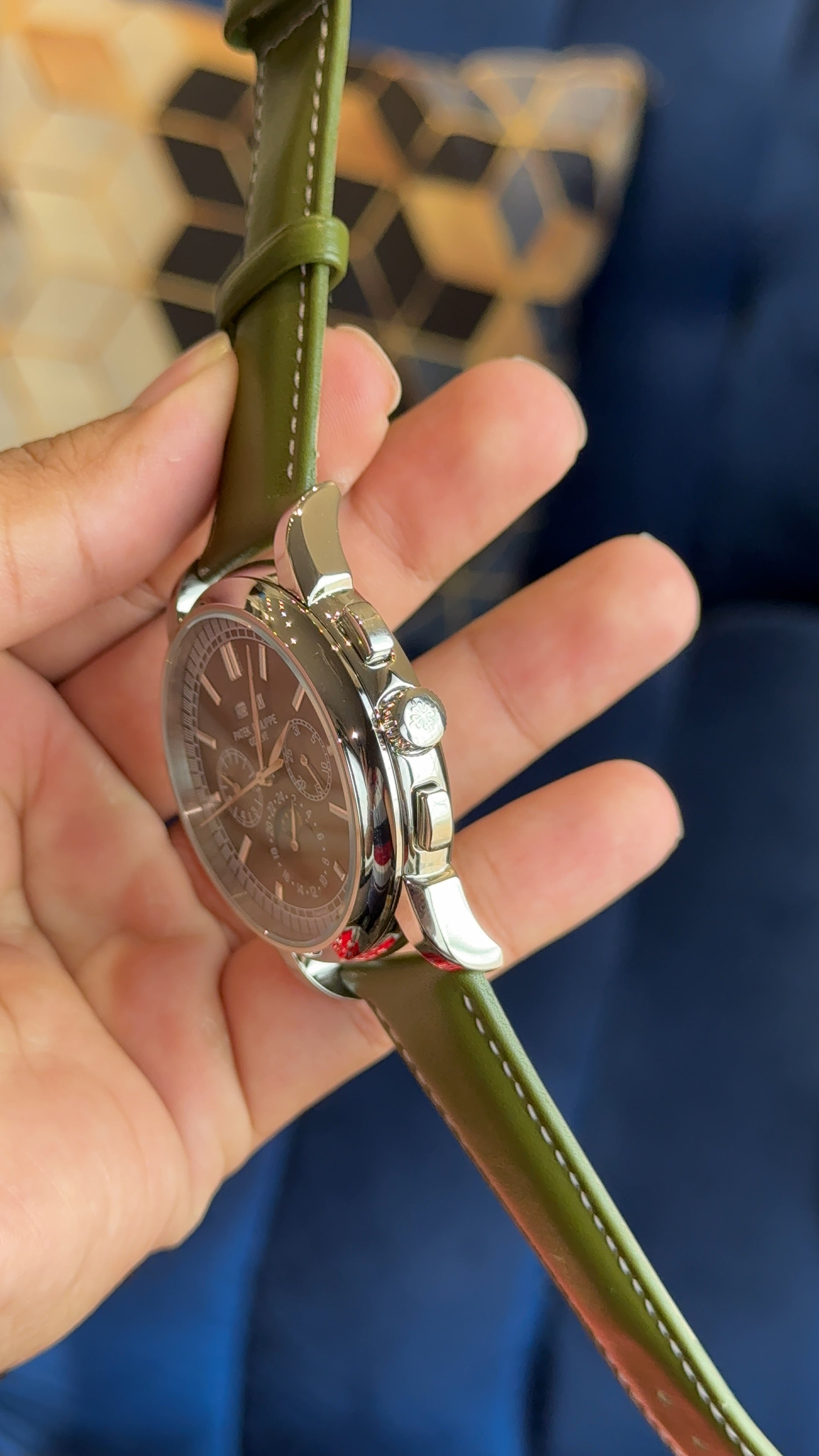 Patek century silver green dial green strap