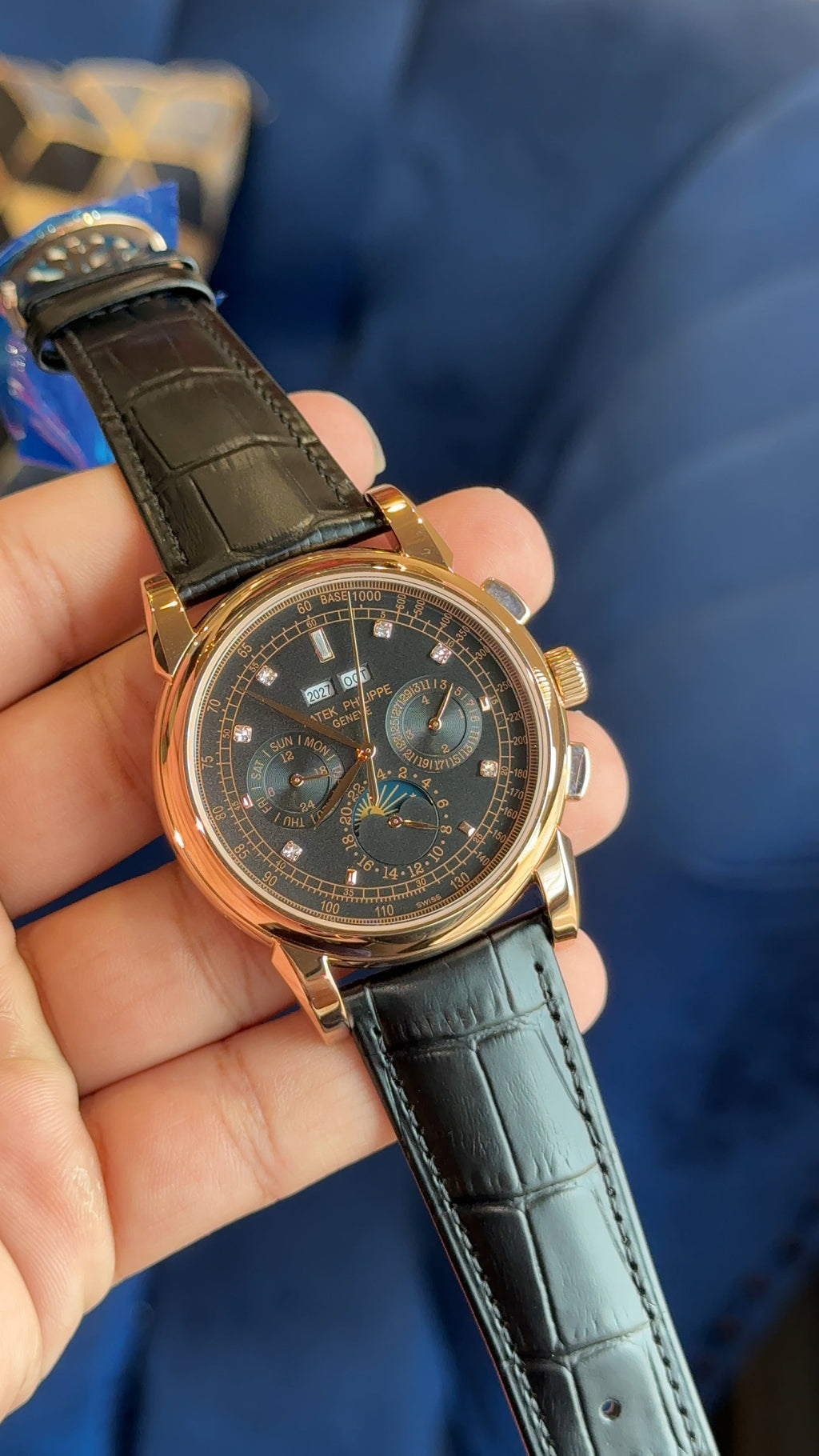 Patek century rose black diamond digit