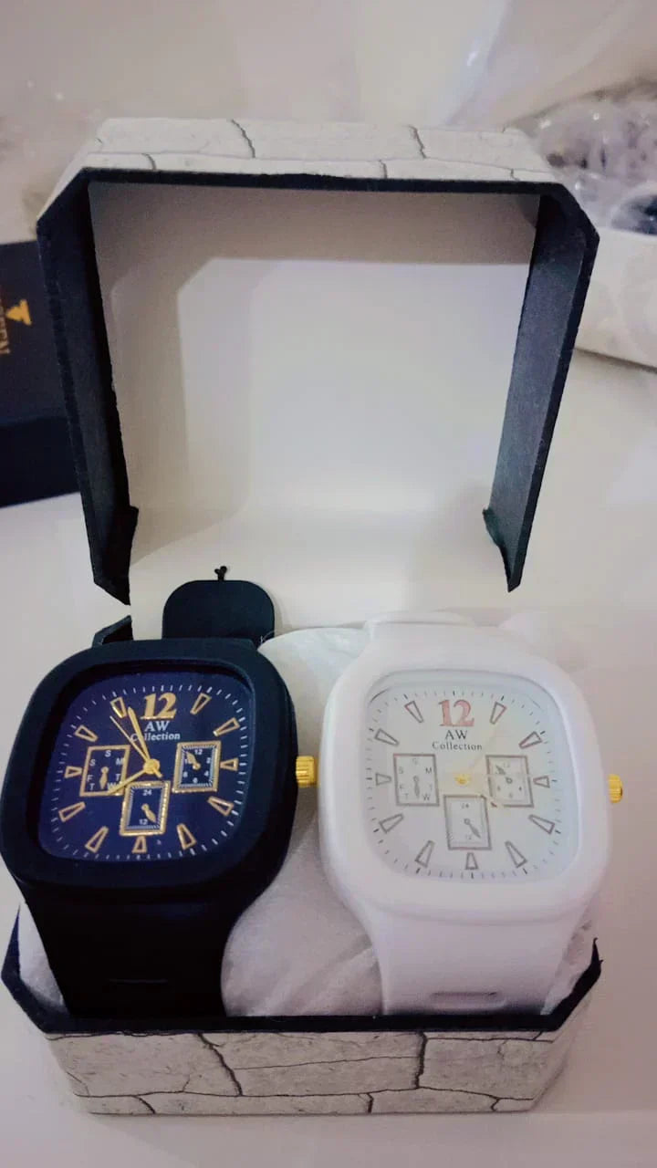 BLACK AND WHITE WATCH WITH PREMIUM BOX GIFT PACKING