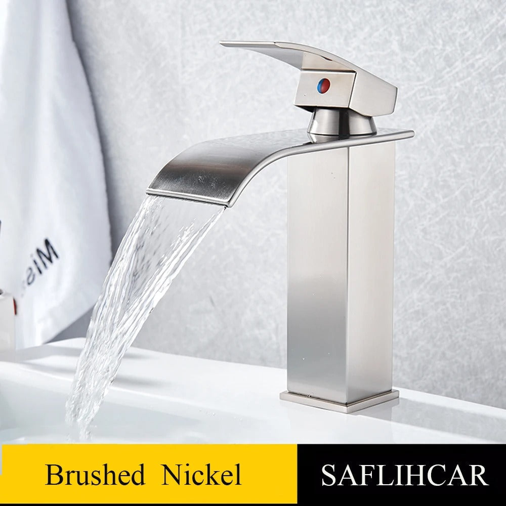 Basin Faucet Waterfall Outlet Hot Cold Mixer
