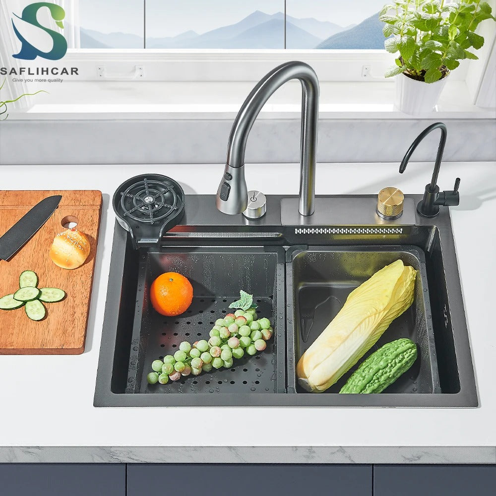 Stainless Steel Multifunctional Waterfall Kitchen Sink