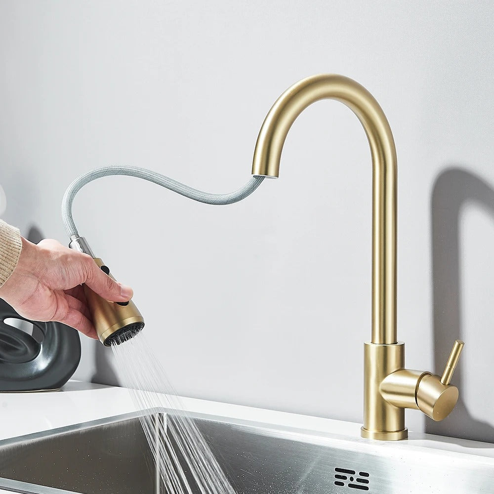 Pull Out Kitchen Faucet 2-way Sprayer Water Tap Single Handle Mixer