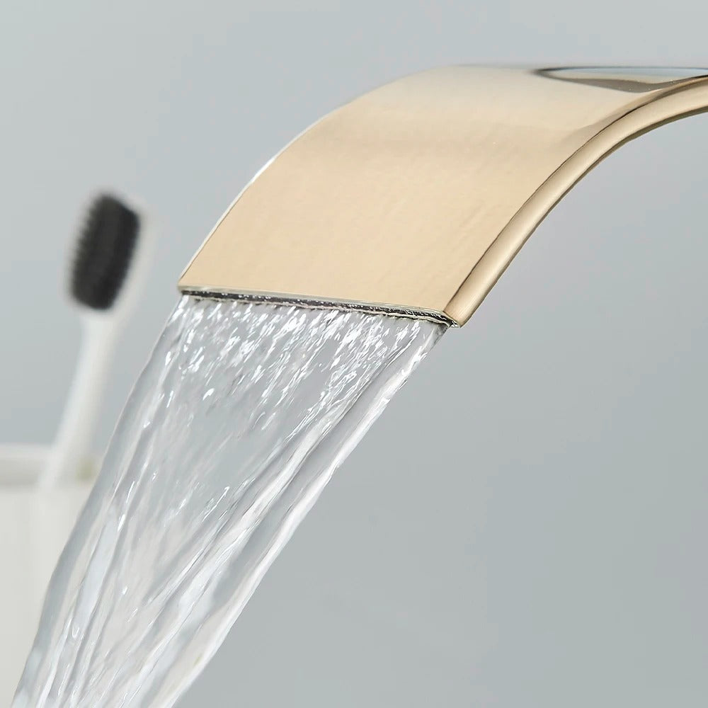 Basin Faucet Waterfall Outlet Hot Cold Mixer