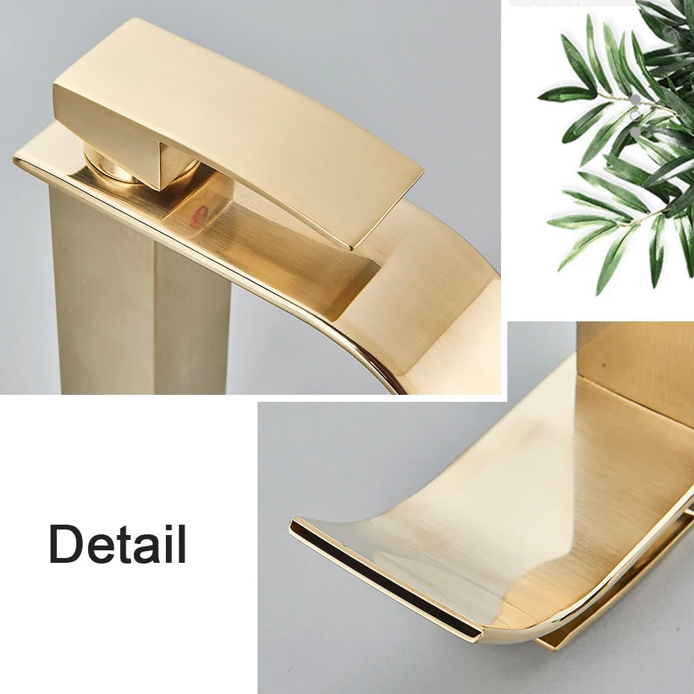 Basin Faucet Waterfall Outlet Hot Cold Mixer