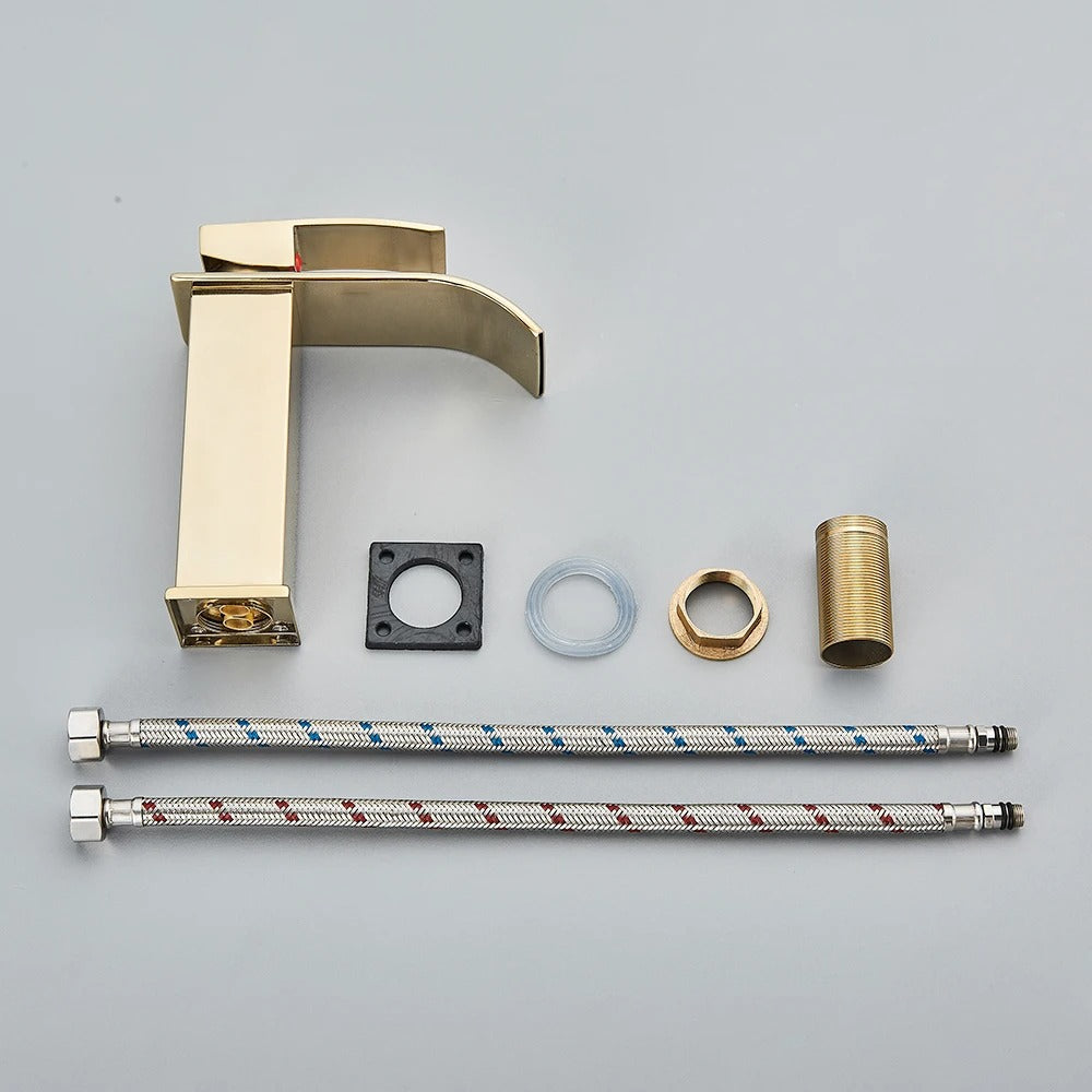 Basin Faucet Waterfall Outlet Hot Cold Mixer