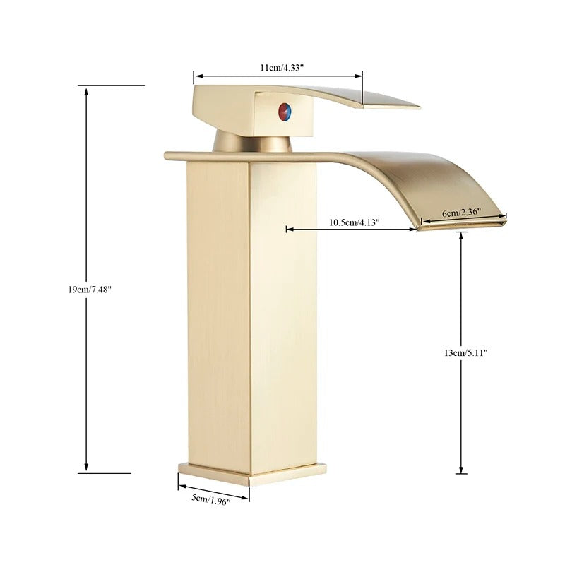 Basin Faucet Waterfall Outlet Hot Cold Mixer