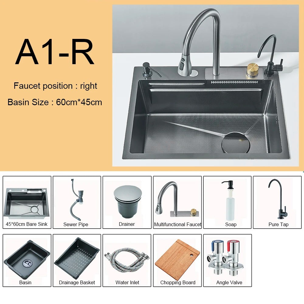 Stainless Steel Multifunctional Waterfall Kitchen Sink