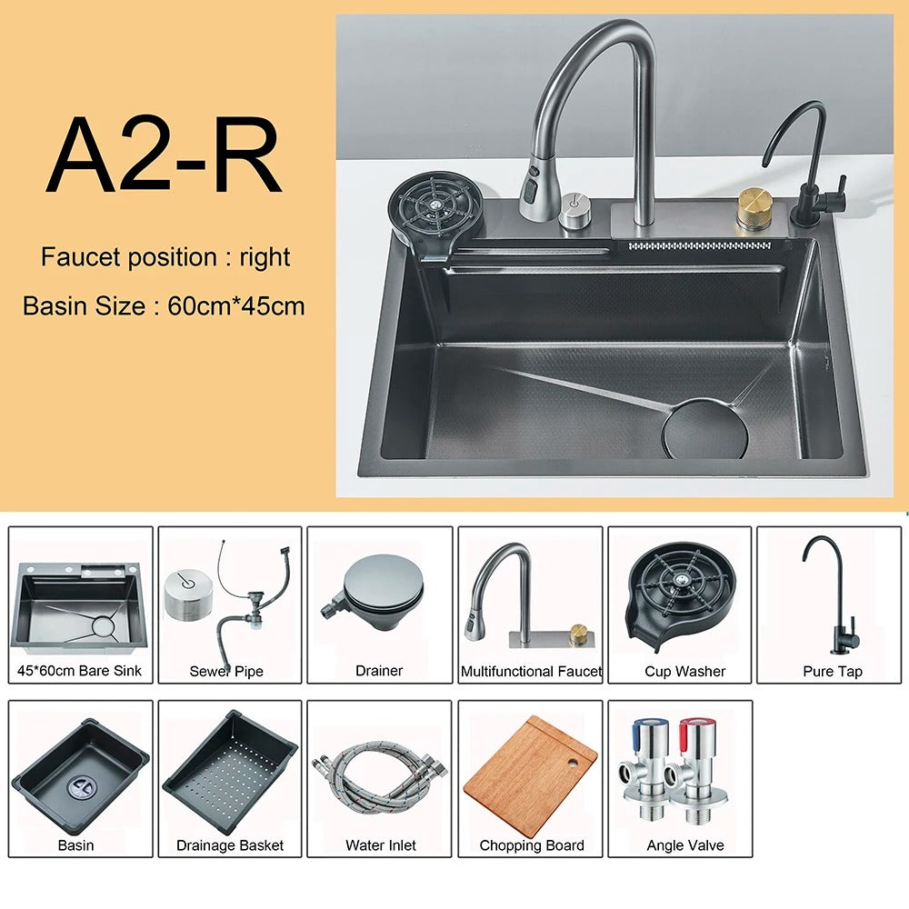Stainless Steel Multifunctional Waterfall Kitchen Sink